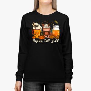 Happy Fall Yall Longsleeve Tee Latte Coffee Leopard Pumpkin Autumn Longsleeve Tee 2