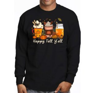 Happy Fall Yall Longsleeve Tee Latte Coffee Leopard Pumpkin Autumn Longsleeve Tee 3