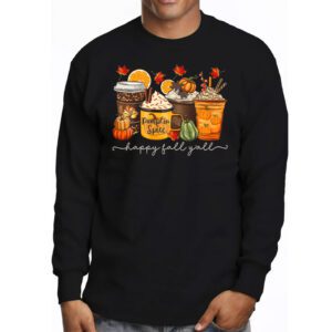 Happy Fall Yall Longsleeve Tee Latte Coffee Leopard Pumpkin Autumn Longsleeve Tee 3 4