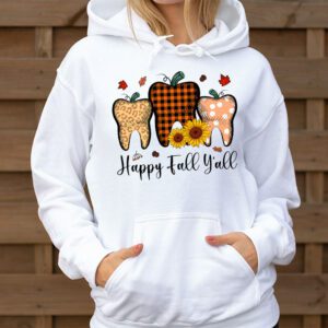 Happy Fall Yall Pumpkin Tooth Leopard Halloween Dentist Fall Hoodie 3 4