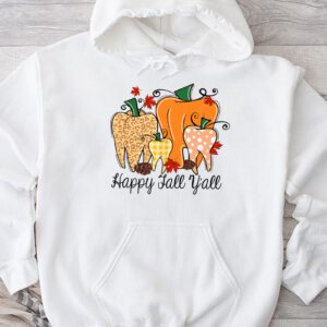 Happy Fall Y’all Pumpkin Tooth Leopard Halloween Dentist Cute Fall Shirts Hoodie