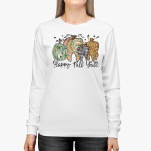 Happy Fall Yall Pumpkin Tooth Leopard Halloween Dentist Fall Longsleeve Tee 2 1