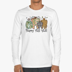 Happy Fall Yall Pumpkin Tooth Leopard Halloween Dentist Fall Longsleeve Tee 3 1