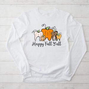 Happy Fall Y'all Pumpkin Tooth Leopard Halloween Dentist Fall Longsleeve Tee