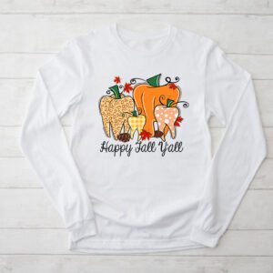 Happy Fall Y'all Pumpkin Tooth Leopard Halloween Dentist Fall Longsleeve Tee