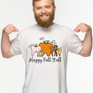 Happy Fall Yall Pumpkin Tooth Leopard Halloween Dentist Fall T Shirt 2 2