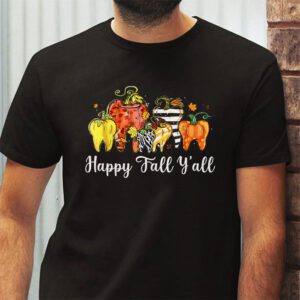 Happy Fall Yall Pumpkin Tooth Leopard Halloween Dentist Fall T Shirt 2