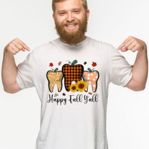 Happy Fall Yall Pumpkin Tooth Leopard Halloween Dentist Fall T Shirt 2 4