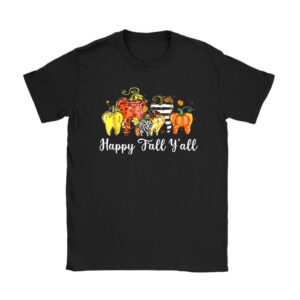 Happy Fall Y’all Pumpkin Tooth Leopard Halloween Dentist Cute Fall Shirts T-Shirt