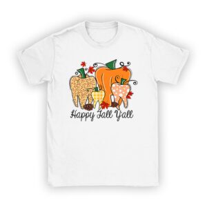 Happy Fall Y’all Pumpkin Tooth Leopard Halloween Dentist Cute Fall Shirts T-Shirt