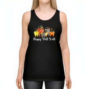 Happy Fall Yall Pumpkin Tooth Leopard Halloween Dentist Fall Tank Top 2