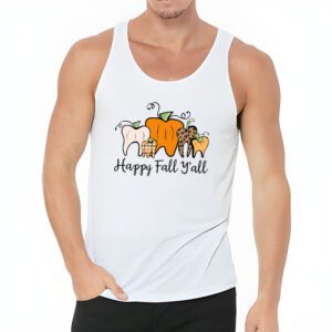 Happy Fall Yall Pumpkin Tooth Leopard Halloween Dentist Fall Tank Top 3 2