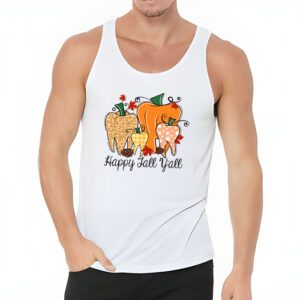 Happy Fall Yall Pumpkin Tooth Leopard Halloween Dentist Fall Tank Top 3 3