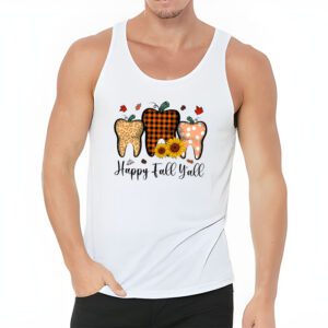 Happy Fall Yall Pumpkin Tooth Leopard Halloween Dentist Fall Tank Top 3 4