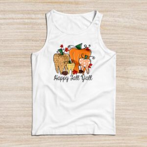 Happy Fall Y’all Pumpkin Tooth Leopard Halloween Dentist Cute Fall Shirts Tank Top