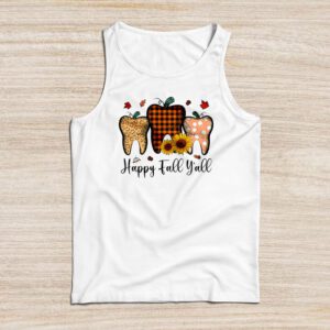 Happy Fall Y’all Pumpkin Tooth Leopard Halloween Dentist Cute Fall Shirts Tank Top