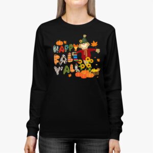 Happy Fall Yall Scarecrow Pumpkin Thanksgiving Halloween Longsleeve Tee 2 3