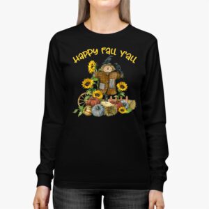 Happy Fall Yall Scarecrow Pumpkin Thanksgiving Halloween Longsleeve Tee 2