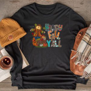 Happy Fall Yall Scarecrow Pumpkin Fall Shirt Ideas Longsleeve Tee