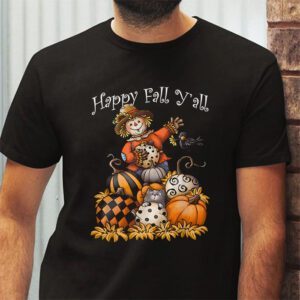 Happy Fall Yall Scarecrow Pumpkin Thanksgiving Halloween T Shirt 2 1