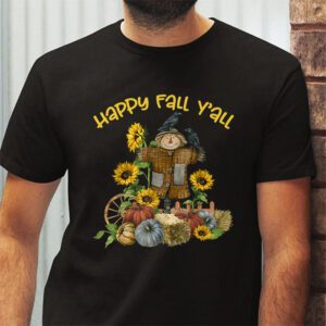 Happy Fall Yall Scarecrow Pumpkin Thanksgiving Halloween T Shirt 2