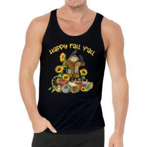 Happy Fall Yall Scarecrow Pumpkin Thanksgiving Halloween Tank Top 3