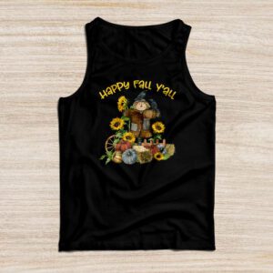 Happy Fall Yall Scarecrow Pumpkin Thanksgiving Halloween Tank Top