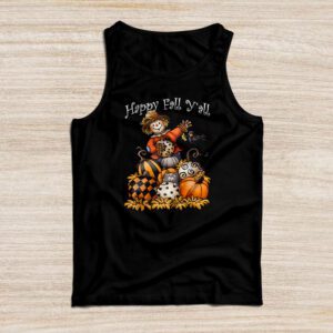 Happy Fall Yall Scarecrow Pumpkin Fall Shirt Ideas Tank Top