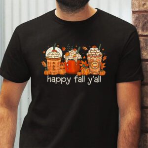 Happy Fall Yall T shirt Latte Coffee Leopard Pumpkin Autumn T Shirt 2 1