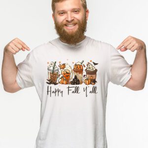 Happy Fall Yall T shirt Latte Coffee Leopard Pumpkin Autumn T Shirt 2 2