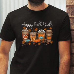 Happy Fall Yall T shirt Latte Coffee Leopard Pumpkin Autumn T Shirt 2 3