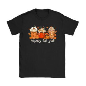 Fall Shirt Ideas Happy Fall Y’all Latte Coffee Leopard Pumpkin Autumn T-Shirt