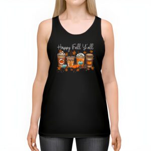 Happy Fall Yall Tank Top Latte Coffee Leopard Pumpkin Autumn Tank Top 2 3