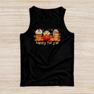 Happy Fall Y'all Tank Top Latte Coffee Leopard Pumpkin Autumn Tank Top