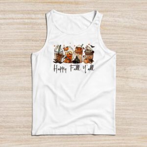 Happy Fall Y'all Tank Top Latte Coffee Leopard Pumpkin Autumn Tank Top