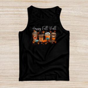 Happy Fall Y'all Tank Top Latte Coffee Leopard Pumpkin Autumn Tank Top