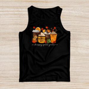 Happy Fall Y'all Tank Top Latte Coffee Leopard Pumpkin Autumn Tank Top