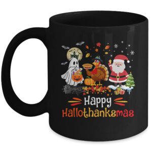 Happy Hallothanksmas Ghost Turkey Pumpkin Christmas Santa Mug