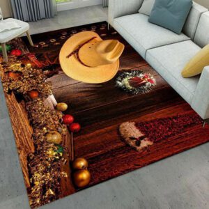 Hat And Boot Cowboy With Merry Christmas Rug