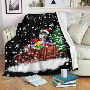 Have Yourself A Merry Little Christmas Siberian Husky Fleece Blanket