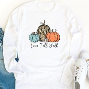 Hello Fall Pumpkin Love Fall YAll Leopard Peace Love Fall Longsleeve Tee 1 7