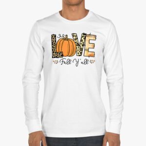 Hello Fall Pumpkin Love Fall YAll Leopard Peace Love Fall Longsleeve Tee 3 4