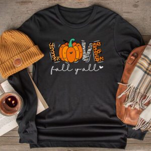 Thanksgiving Family Shirts Hello Fall Pumpkin Love Fall Y’All Longsleeve Tee