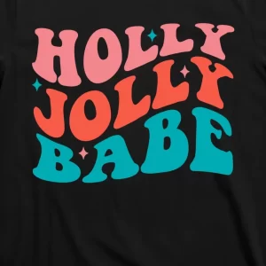 Holly Jolly Babe Retro Christmas T Shirt 3