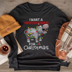 I Want A Hippopotamus For Christmas Xmas Hippo for Kid Women Longsleeve Tee