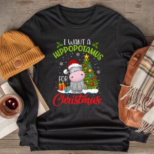 I Want A Hippopotamus For Christmas Xmas Hippo for Kid Women Longsleeve Tee
