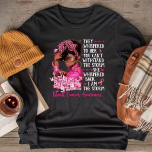 Im The Storm Black Women Breast Cancer Survivor Pink Ribbon Longsleeve Tee 2 2