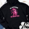 In October We Wear Pink Dinosaur Trex Breast Cancer Kids Hoodie
