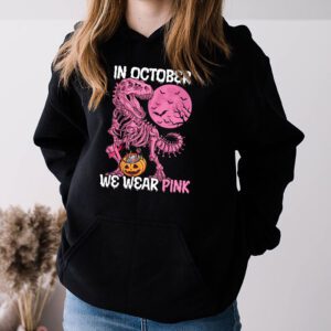 In October We Wear Pink Dinosaur Trex Breast Cancer Kids Hoodie 3 1