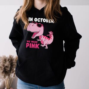 In October We Wear Pink Dinosaur Trex Breast Cancer Kids Hoodie 3 2